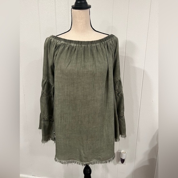 Standard Grace Olive green long sleeve blouse with back buttons size M - Picture 1 of 14